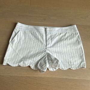 Club Monaco Textured Blue Striped Scalloped Hem Shorts Women's Size 6